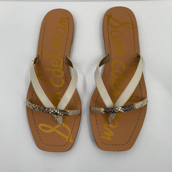 Sam Edelman Abbey flat thong slide leather sandals snake square toe shoe 8 - Picture 4 of 7